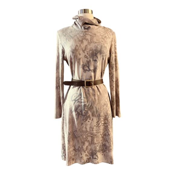 NAULOVER Sheath Knit Dress Turtleneck Wool Angora Long Sleeves Neutrals 42 Large - Picture 5 of 11